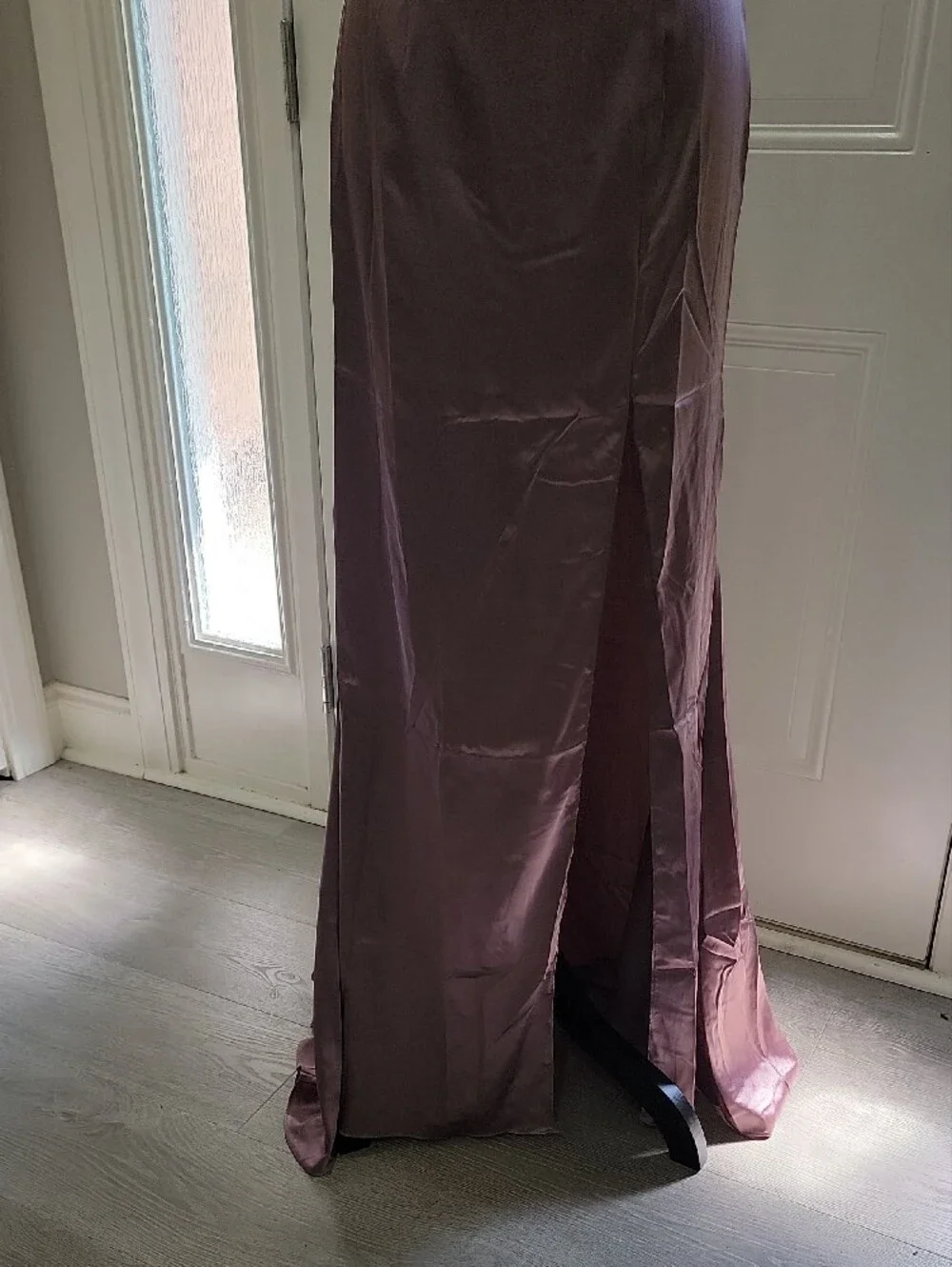 Satin Maxi Slip Dress in Dusty Rose with Front Slit